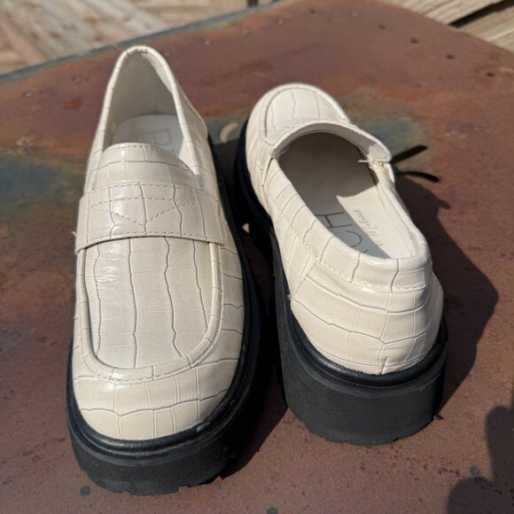 Matisse Beach Laguna Croc-Embossed Bone Platform Loafers - Picture 5 of 10